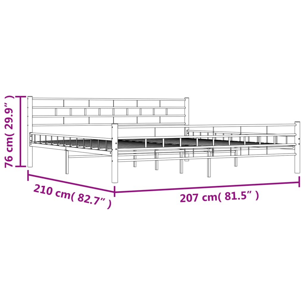 Estrutura de cama 200x200 cm metal branco