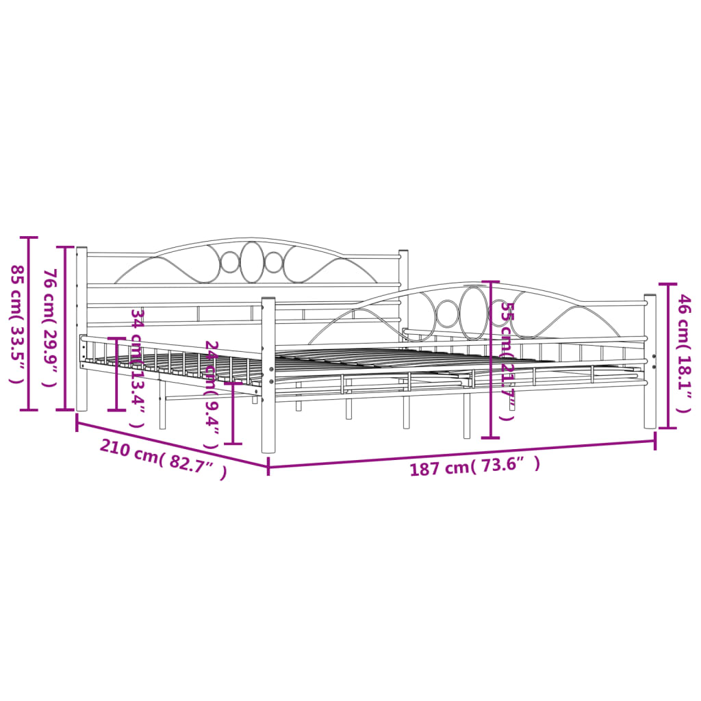 Estrutura de cama 180x200 cm metal branco