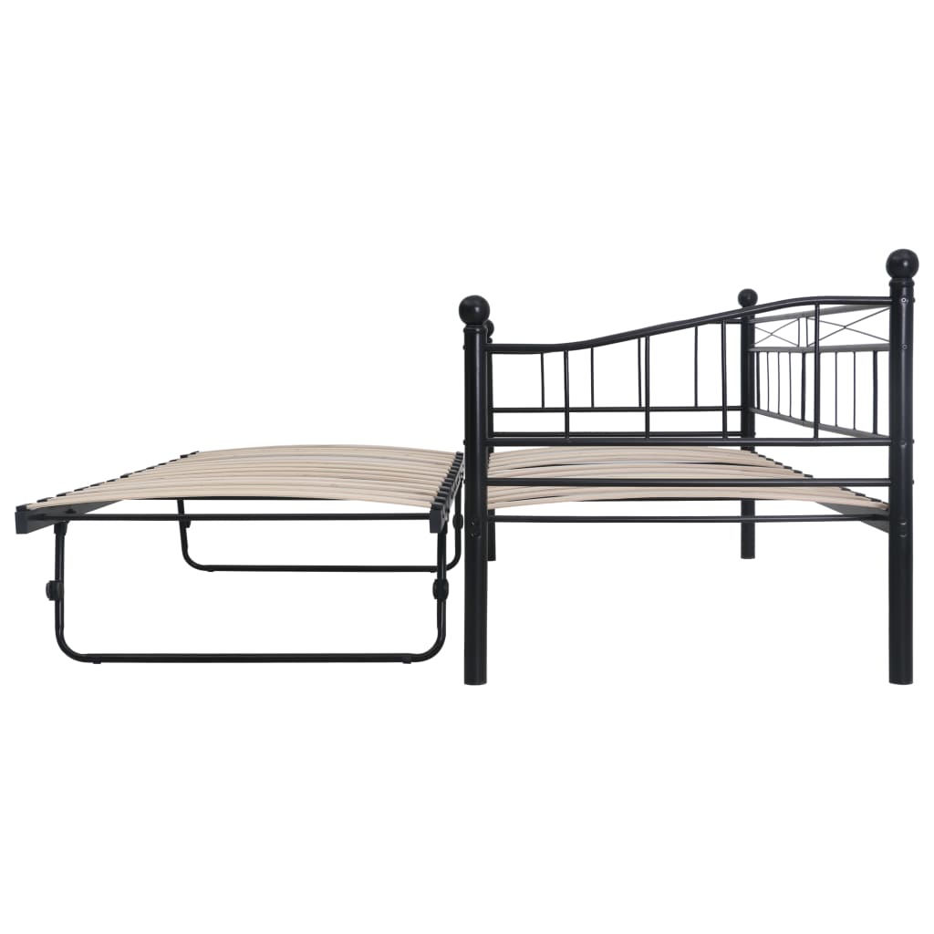 Estrutura de cama em aço 180x200/90x200 cm preto