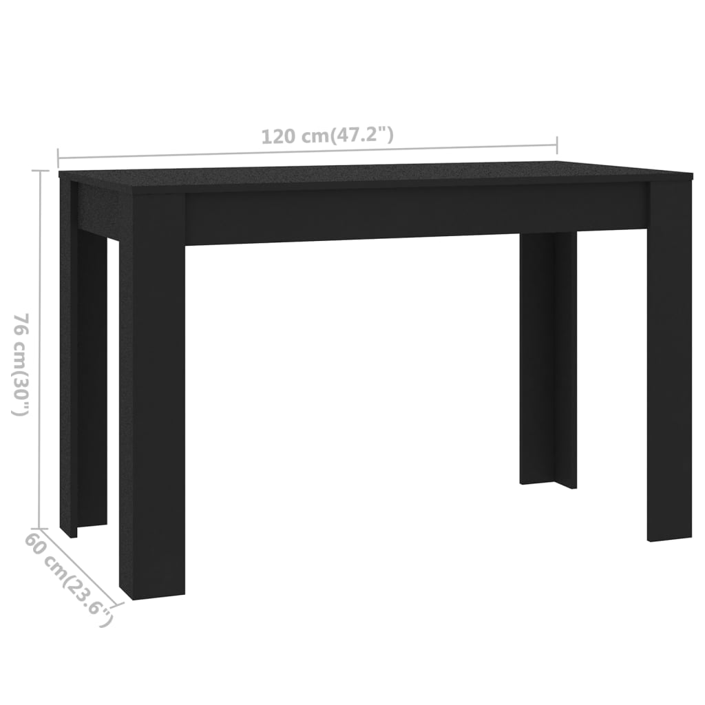 Mesa de Jantar Paola de 120 cm - Preto - Design Minimalista