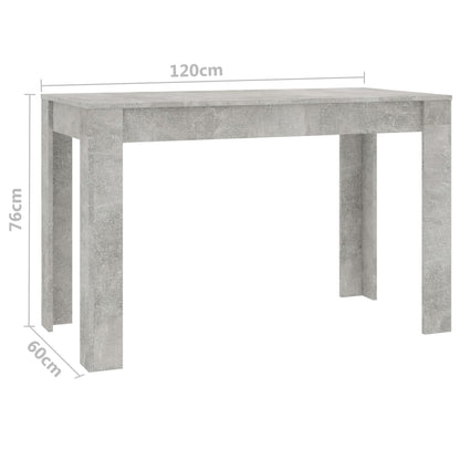 Mesa de jantar 120x60x76 cm contraplacado cinzento cimento