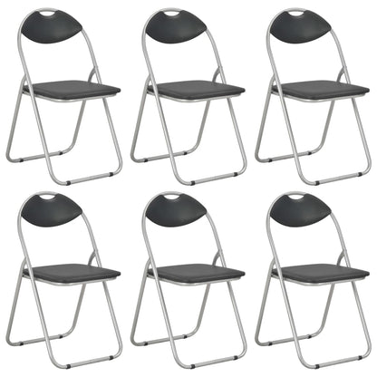 Cadeiras de jantar dobráveis 6 pcs couro artificial preto