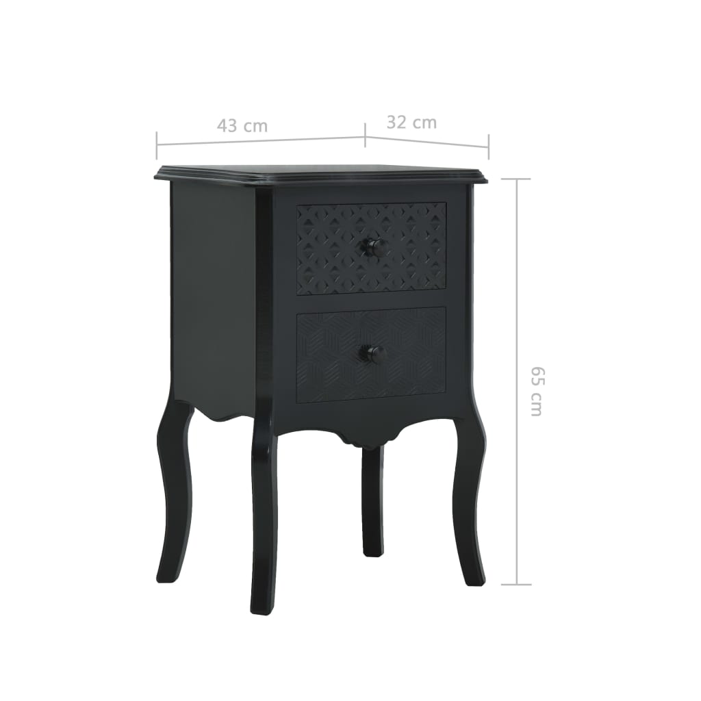 Mesa de cabeceira 43x32x65 cm MDF preto