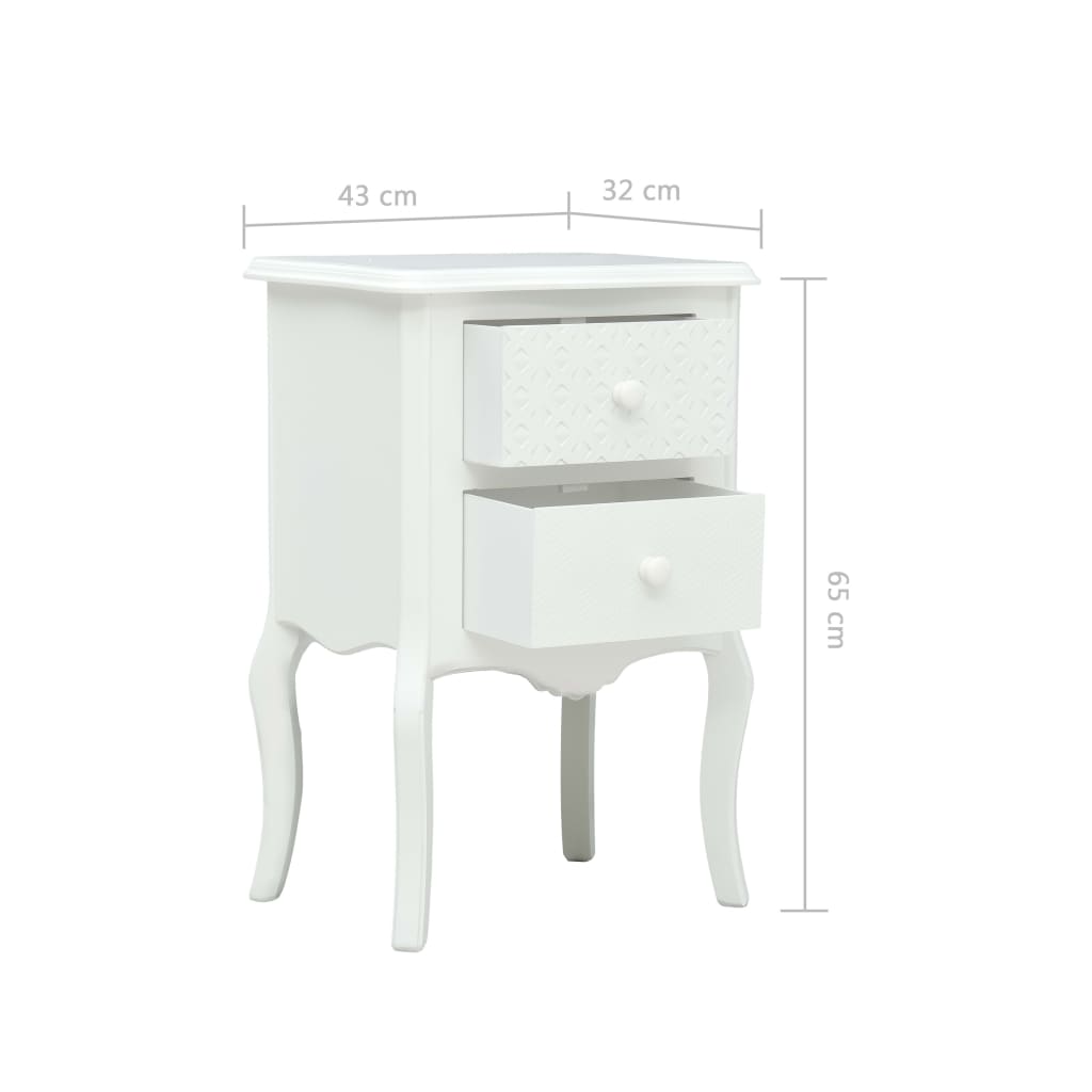 Mesa de cabeceira 43x32x65 cm MDF branco