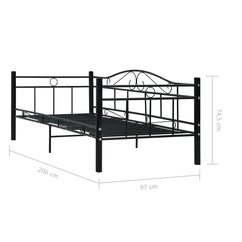 Estrutura sofá-cama 90x200 cm metal preto