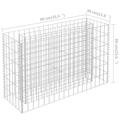 Canteiro elevado/cesto gabião 90x30x60 cm aço galvanizado