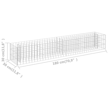 Canteiro elevado/cesto gabião 180x30x30 cm aço galvanizado