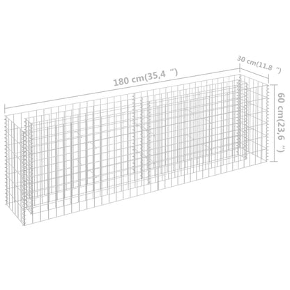 Canteiro elevado/cesto gabião 180x30x60 cm aço galvanizado