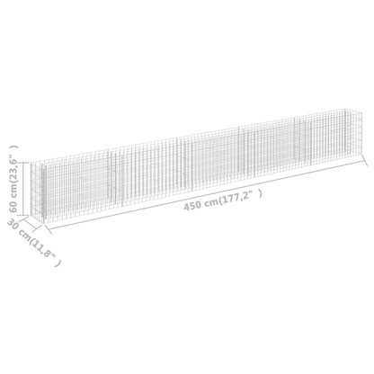 Canteiro elevado/cesto gabião 450x30x60 cm aço galvanizado