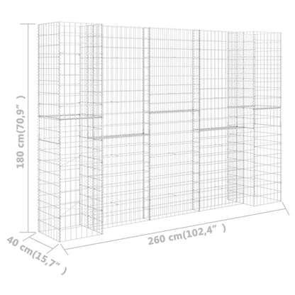 Gabião em forma de H fio de aço 260x40x180 cm