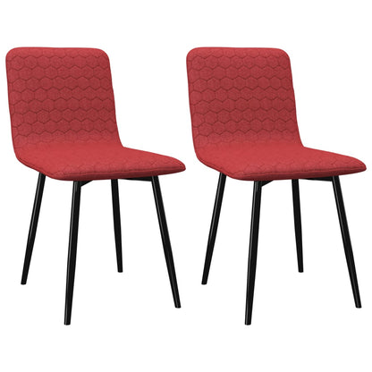 Cadeiras de jantar 2 pcs tecido vermelho tinto