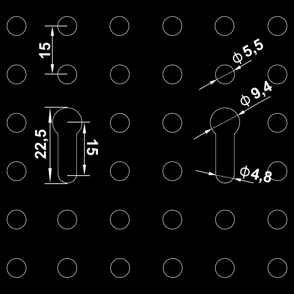 Placas perfuradas de parede 4 pcs 40x58 cm aço