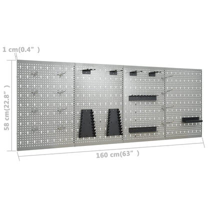 Placas perfuradas de parede 4 pcs 40x58 cm aço