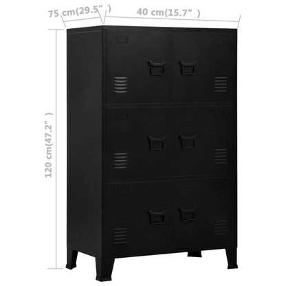 Aparador de arrumação industrial 75x40x120 cm aço preto