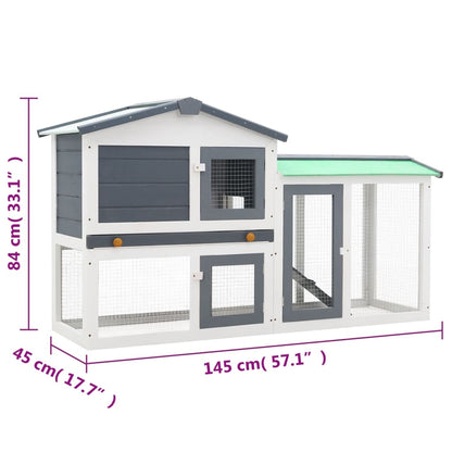 Coelheira exterior grande 145x45x84cm madeira cinzento e branco