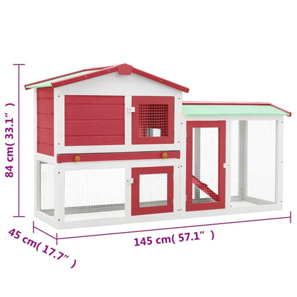 Coelheira exterior grande 145x45x84cm madeira vermelho e branco