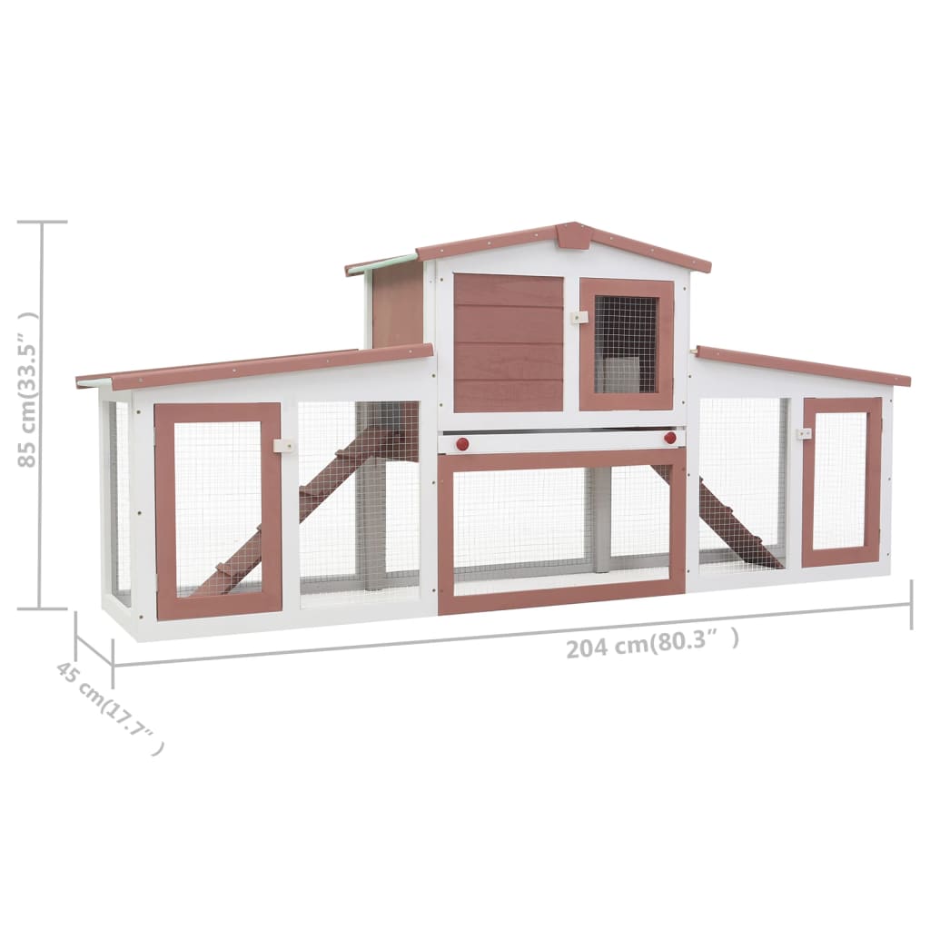 Coelheira exterior grande 204x45x85cm madeira castanho e branco