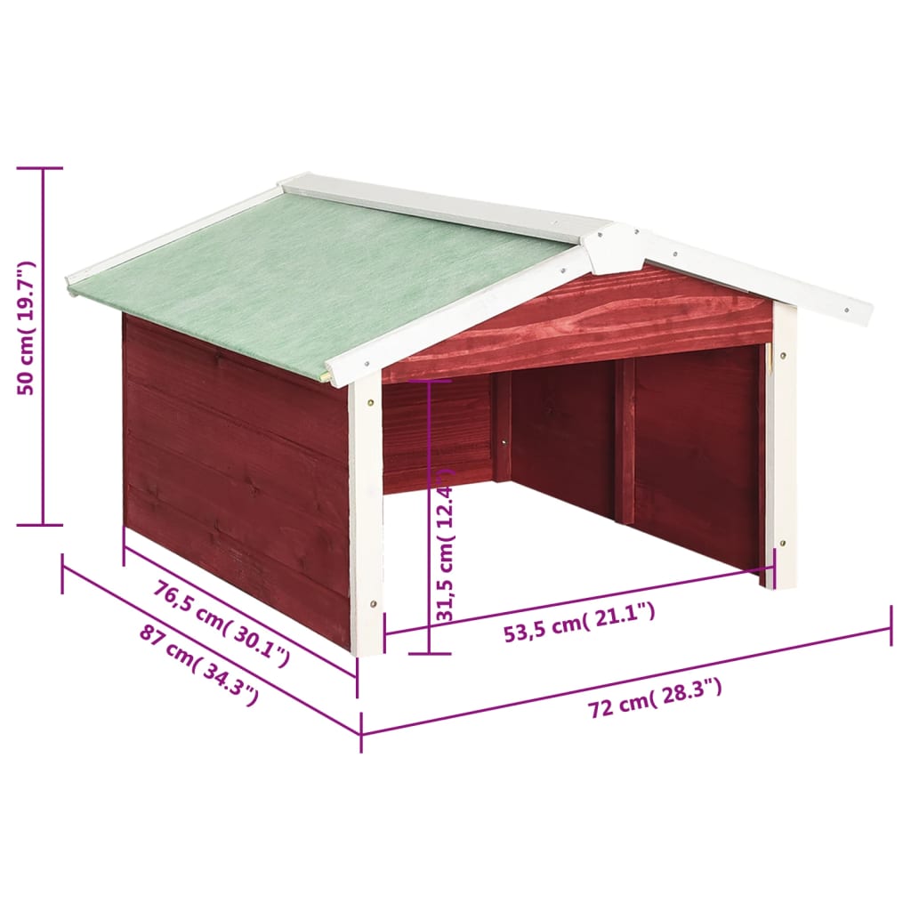 Abrigo p/ cortador de relva 72x87x50 cm abeto vermelho e branco