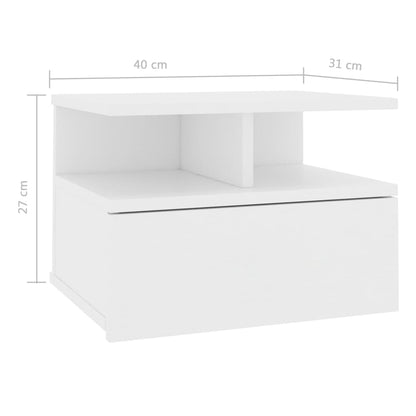 Mesa de cabeceira suspensa 40x31x27 cm contraplacado branco