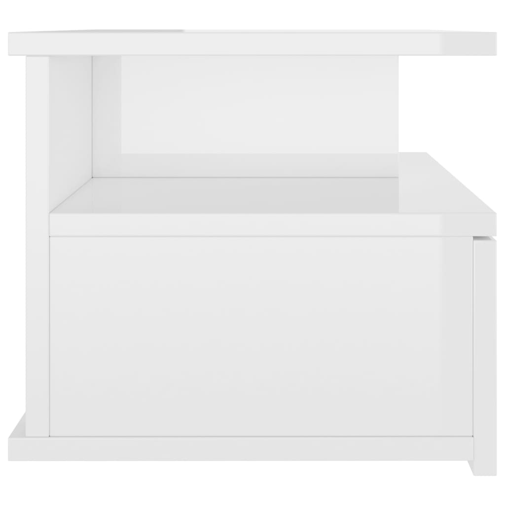 Mesa cabeceira suspensa 40x31x27 cm contrapl. branco brilhante