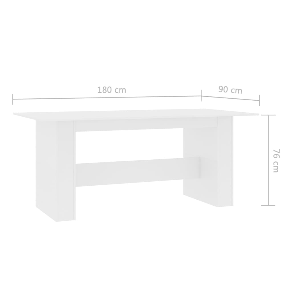 Mesa de Jantar Aqua - Cor Branco - 180x90x76 cm - Design Minimalista