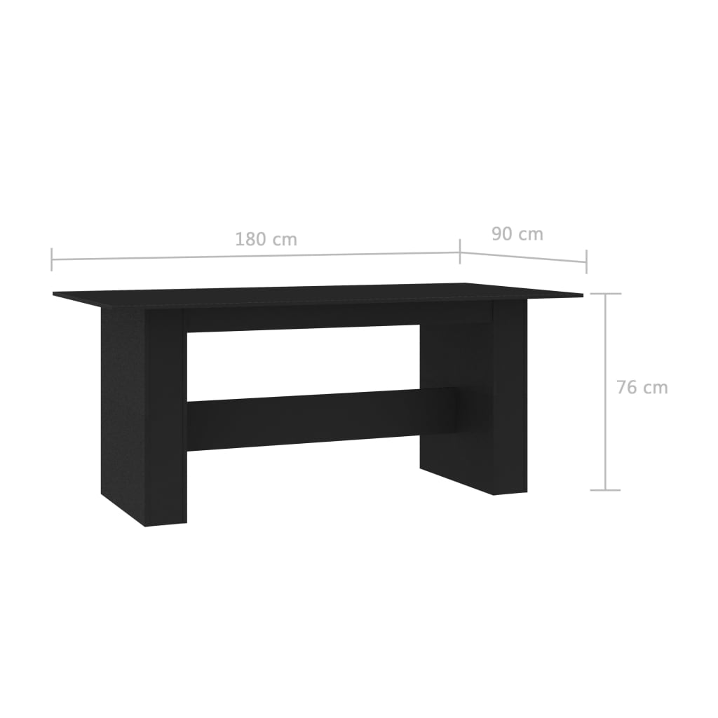 Mesa de Jantar Aqua - Cor Preto - 180x90x76 cm - Design Minimalista