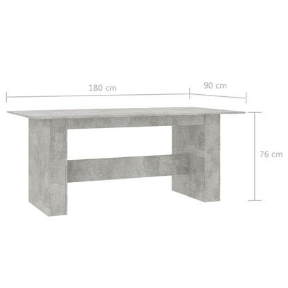 Mesa de Jantar Aqua - Cor Cinzento Cimento - 180x90x76 cm - Design Minimalista