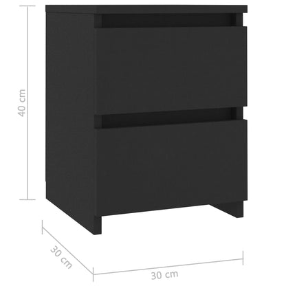 Mesas de cabeceira 2 pcs 30x30x40 cm contraplacado preto