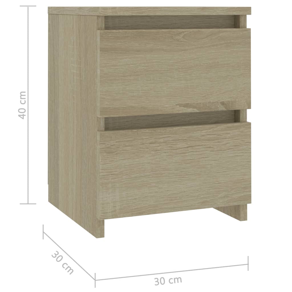 Mesa de cabeceira 2 pcs 30x30x40 cm contrap. carvalho sonoma