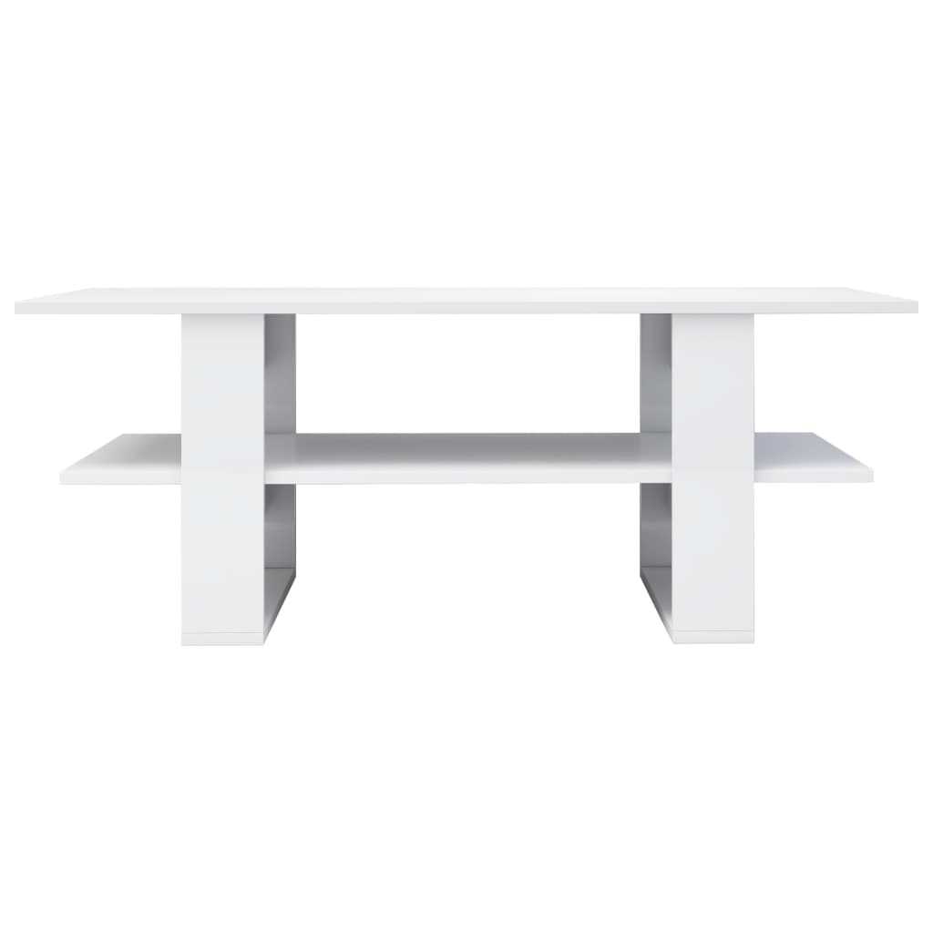 Mesa de centro 110x55x42 cm contraplacado branco brilhante