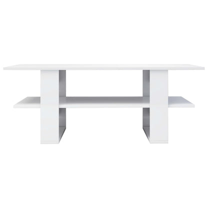 Mesa de centro 110x55x42 cm contraplacado branco brilhante