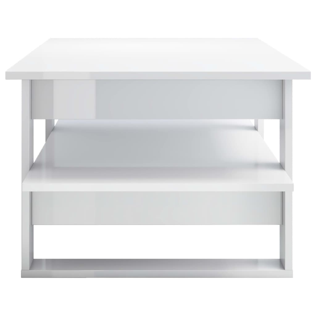 Mesa de centro 110x55x42 cm contraplacado branco brilhante