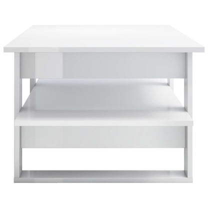 Mesa de centro 110x55x42 cm contraplacado branco brilhante