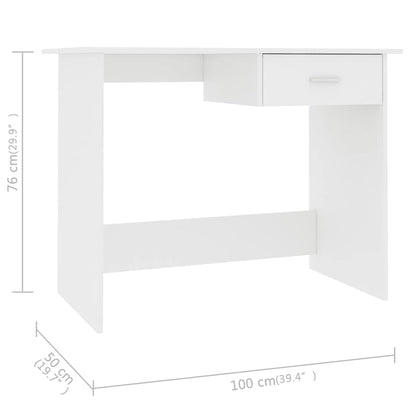 Secretária Simple. com 1 Gaveta de 100 cm - Branco - Design Minimalista