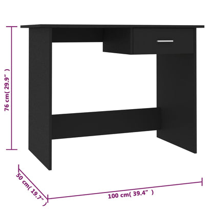 Secretária Simple. com 1 Gaveta de 100 cm - Preto - Design Minimalista