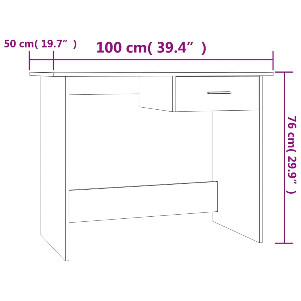 Secretária Simple. com 1 Gaveta de 100 cm - Carvalho - Design Minimalista