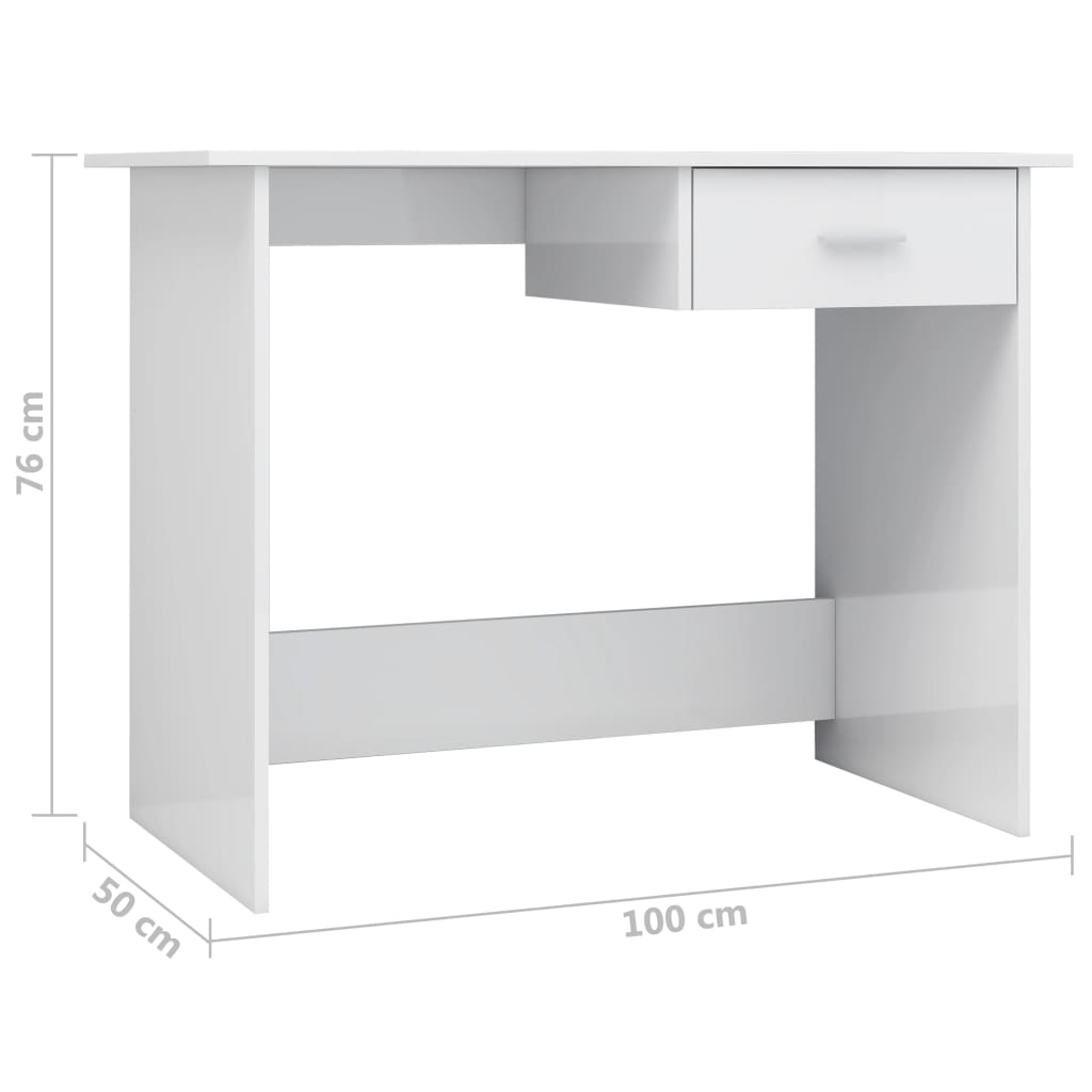 Secretária Simple. com 1 Gaveta de 100 cm - Branco Brilhante - Design Minimalista