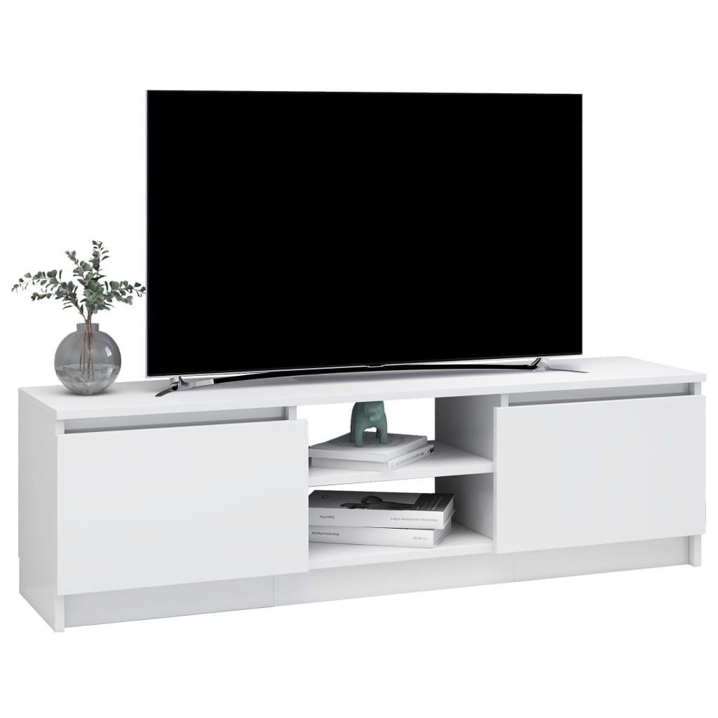 Móvel de TV 120x30x35,5 cm contraplacado branco brilhante