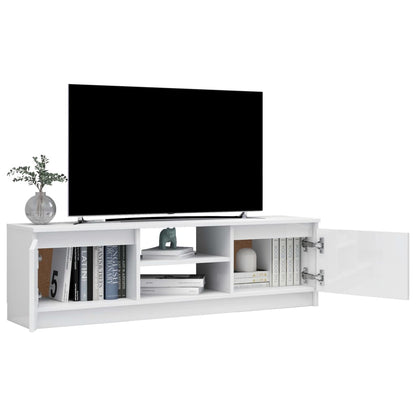 Móvel de TV 120x30x35,5 cm contraplacado branco brilhante