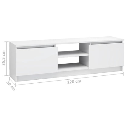 Móvel de TV 120x30x35,5 cm contraplacado branco brilhante