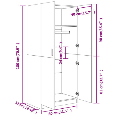 Roupeiro 80x52x180 cm contraplacado cinzento cimento