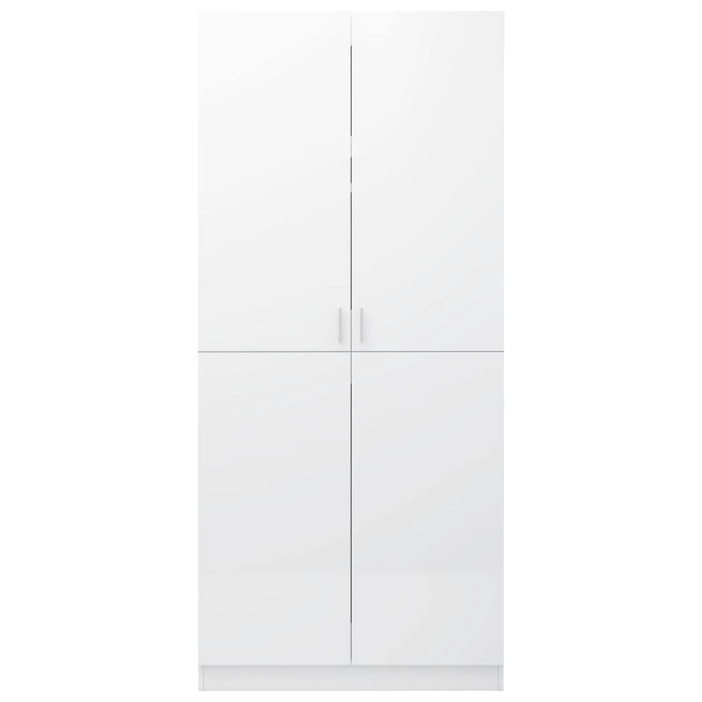 Roupeiro 80x52x180 cm contraplacado branco brilhante