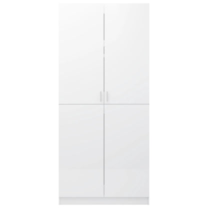 Roupeiro 80x52x180 cm contraplacado branco brilhante