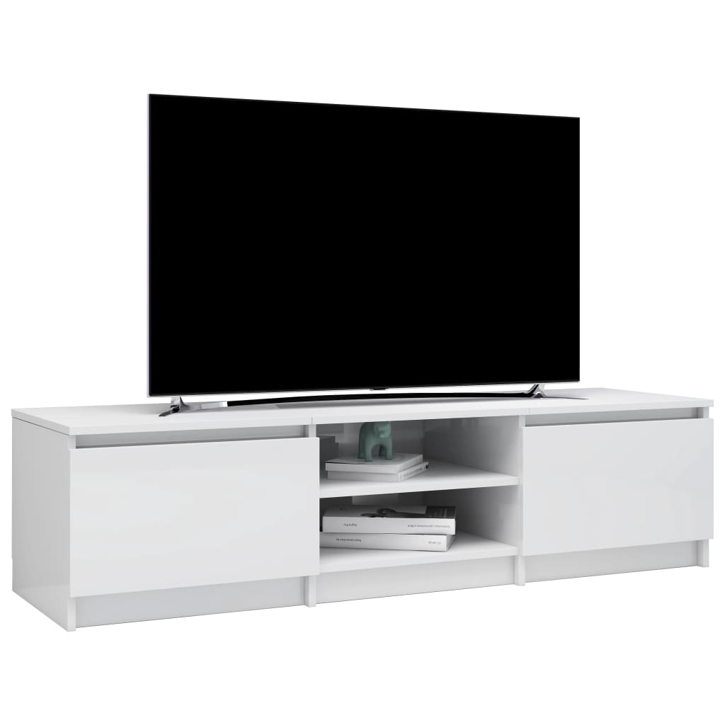 Móvel de TV 140x40x35,5cm derivados madeira branco brilhante