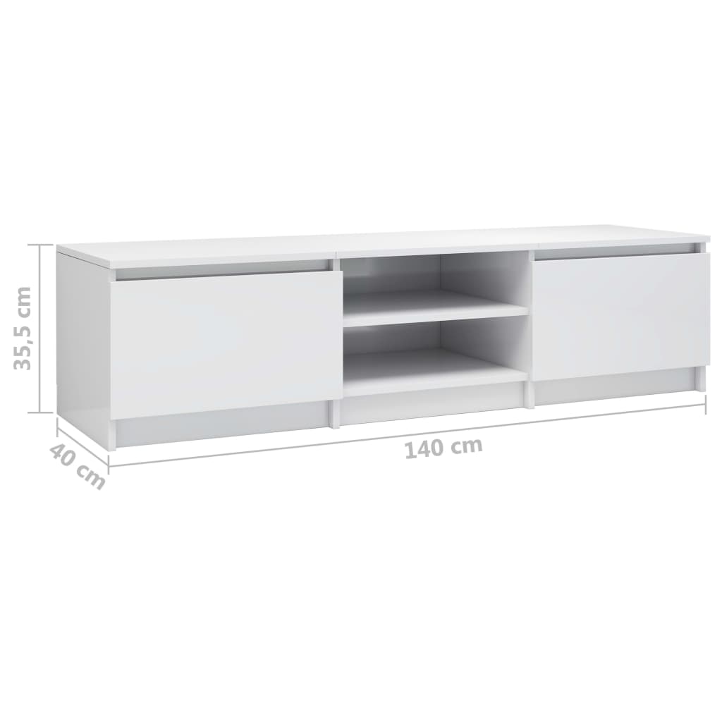 Móvel de TV 140x40x35,5cm derivados madeira branco brilhante