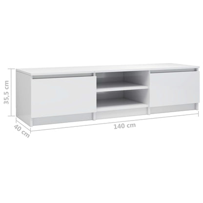 Móvel de TV 140x40x35,5cm derivados madeira branco brilhante