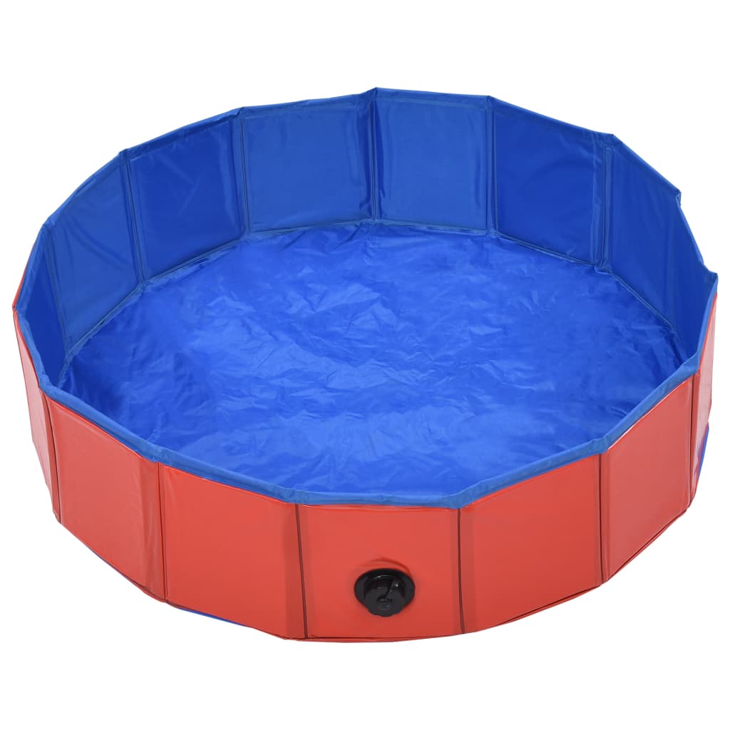 Piscina para cães dobrável 80x20 cm PVC vermelho