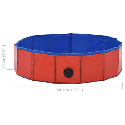 Piscina para cães dobrável 80x20 cm PVC vermelho