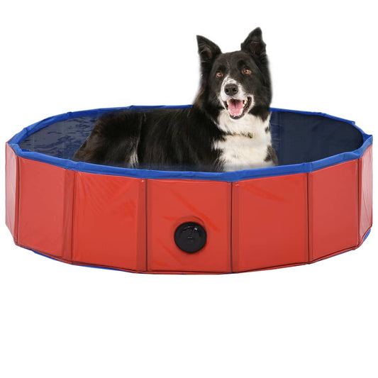 Piscina para cães dobrável 80x20 cm PVC vermelho