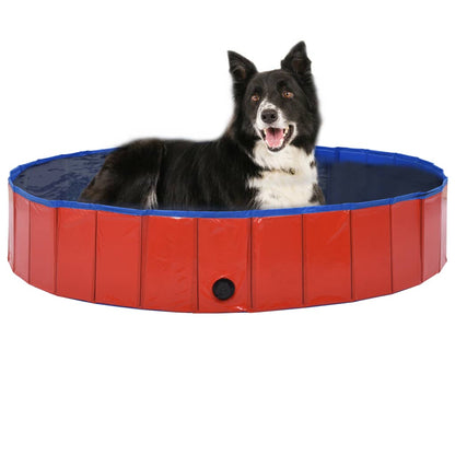 Piscina para cães dobrável 160x30 cm PVC vermelho